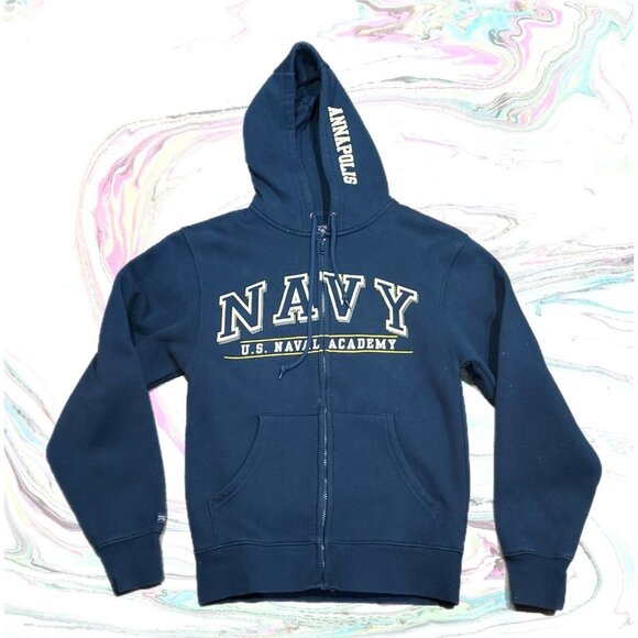 Jansport Tops - JanSport US Navy Sweatshirt Hoodie Adult  Xsmall Military Blue Front Pockets